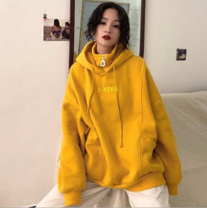 Hoodies Women Autumn Winter New Korean Style Student Loose Embroidered Simple Plus Velvet High Quality Soft Womens Clothing Chic