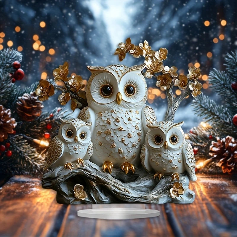 1PCS Acrylic Flat 2D Owl Family Decoration