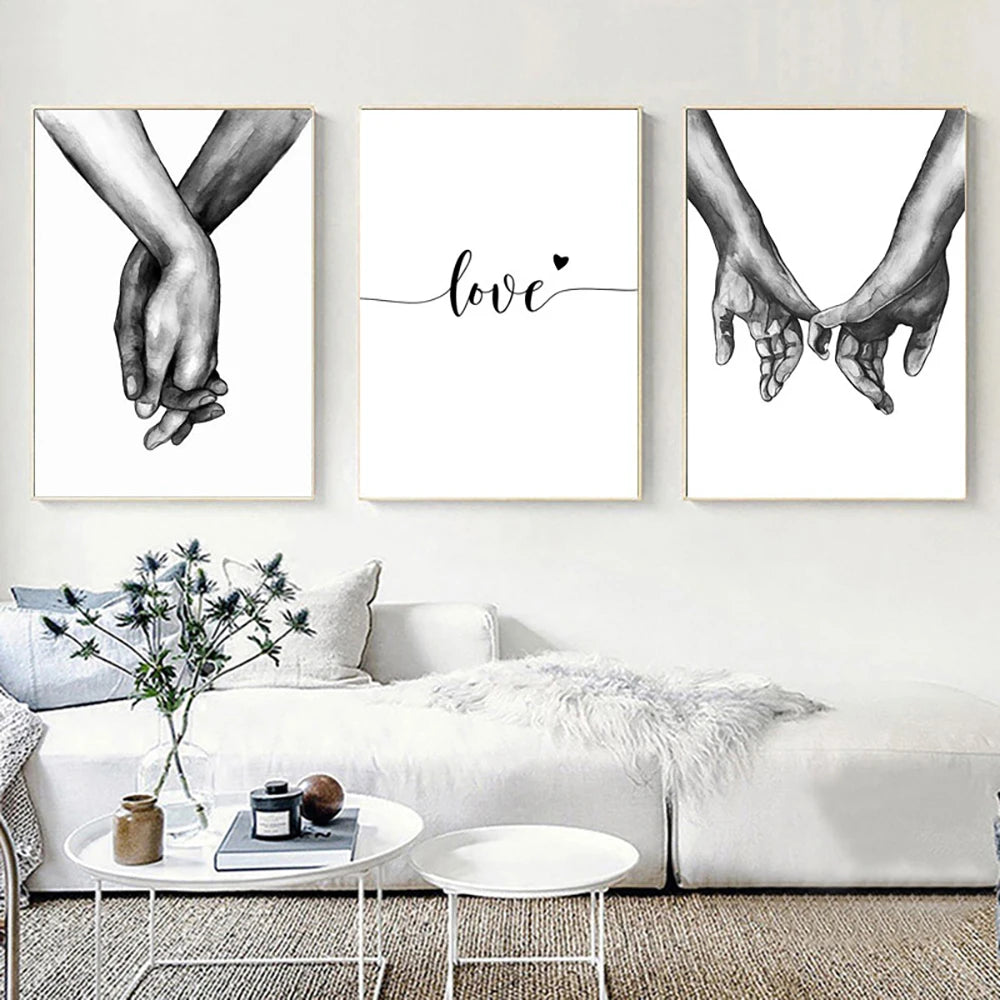 Black White Sweet Love Wall Art Canvas