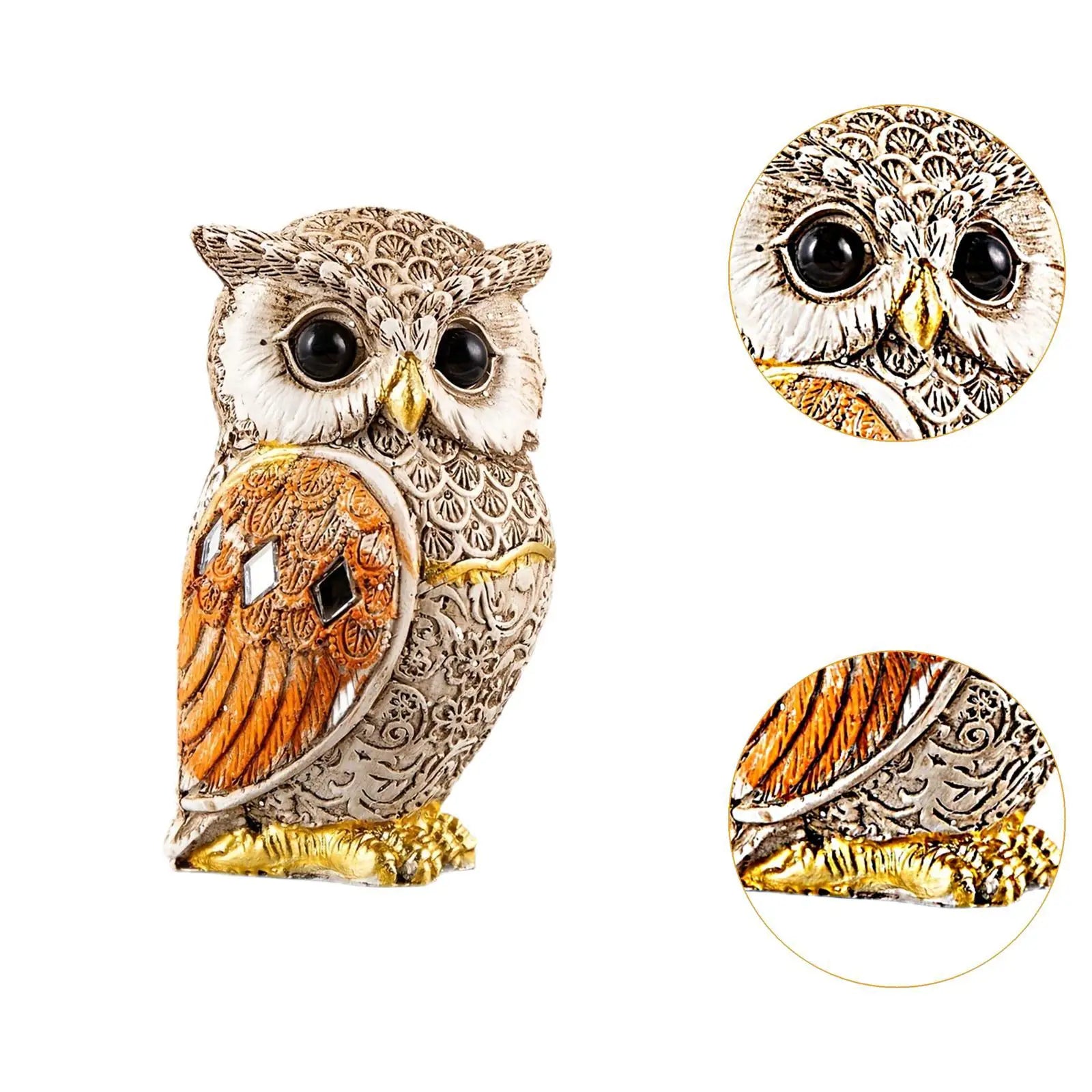 Owl Statue Shelf Decor Office Ornament