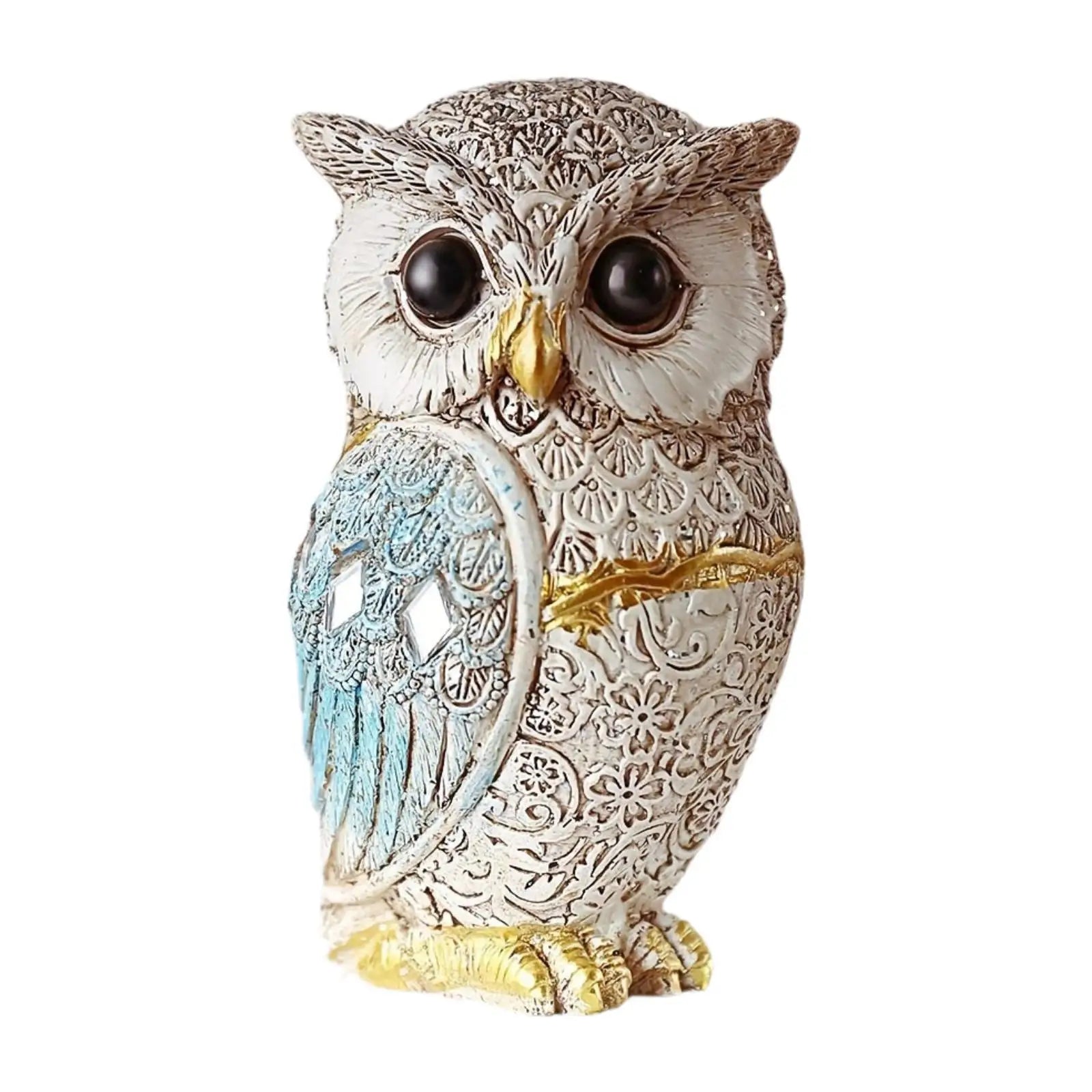 Owl Statue Shelf Decor Office Ornament