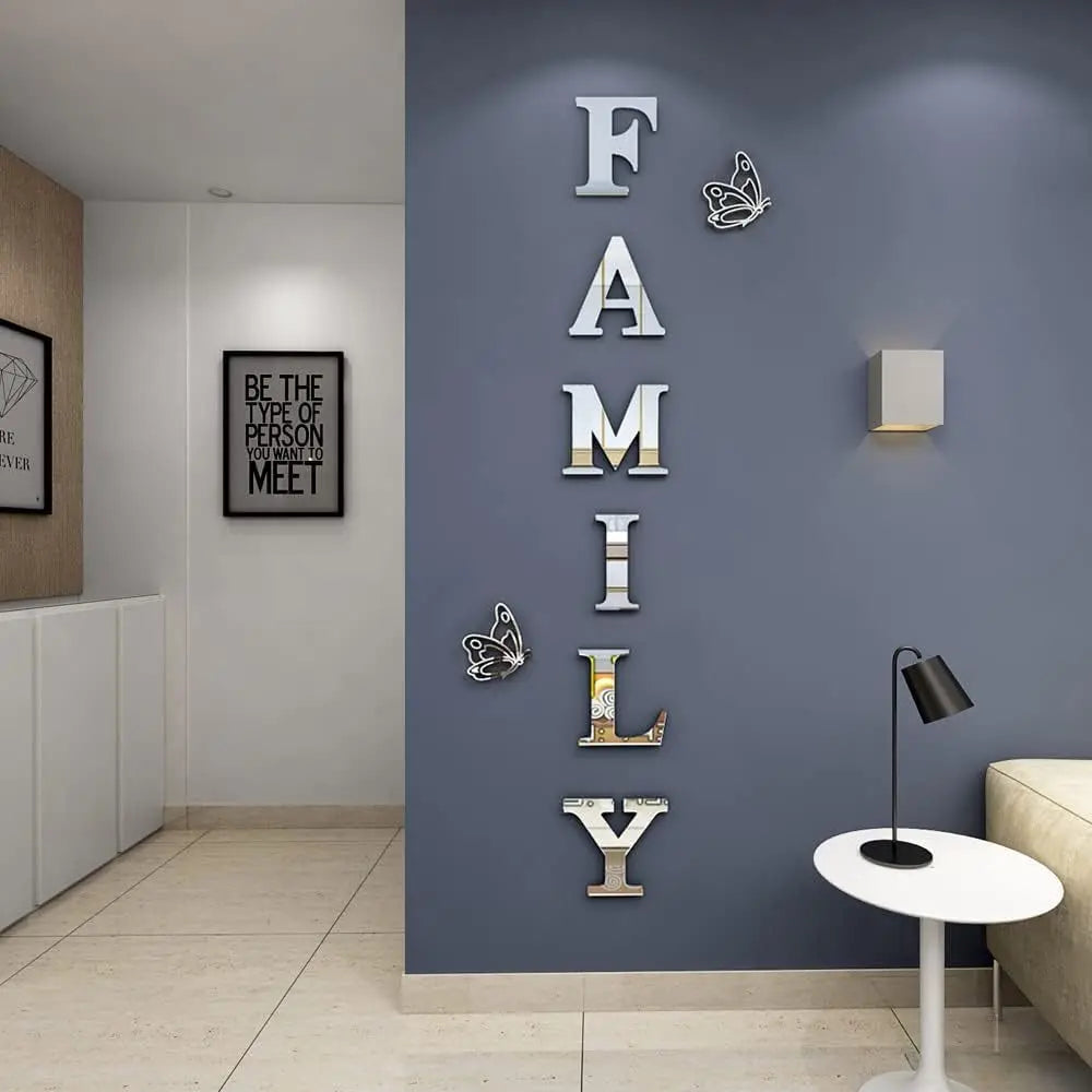 Family 3D Mirror Wall Stickers Self-Adhesive
