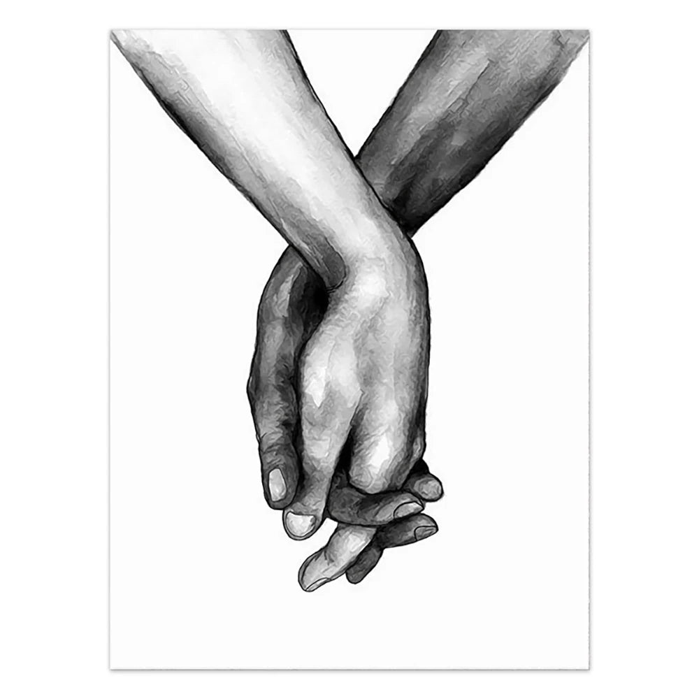 Black White Sweet Love Wall Art Canvas