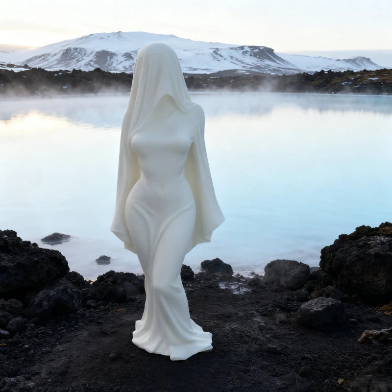 Elegant Veiled Ghost Lady Statue -
