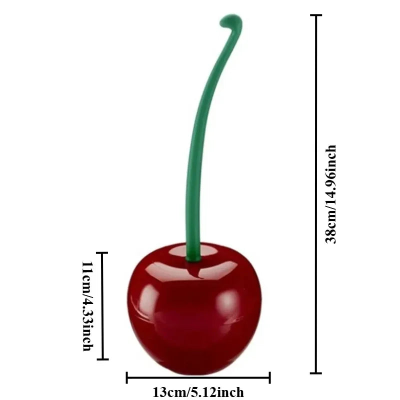 Creative Cute Cherry Shaped Toilet Brush Holder Set - Two Bathroom Accessories - Toilet Brushes And Holders