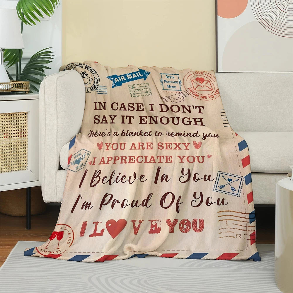 Red Black Love Hearts Blanket / throw