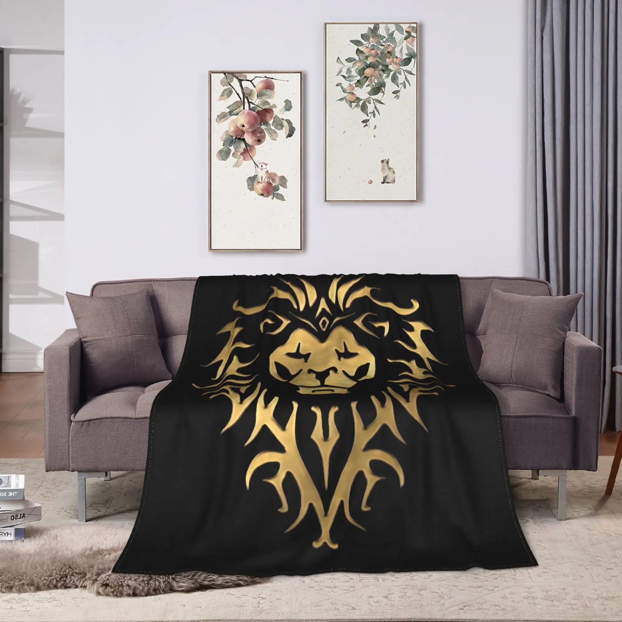 Golden Lion face Soft Throw Blanket (World of Warcraft Gamer)