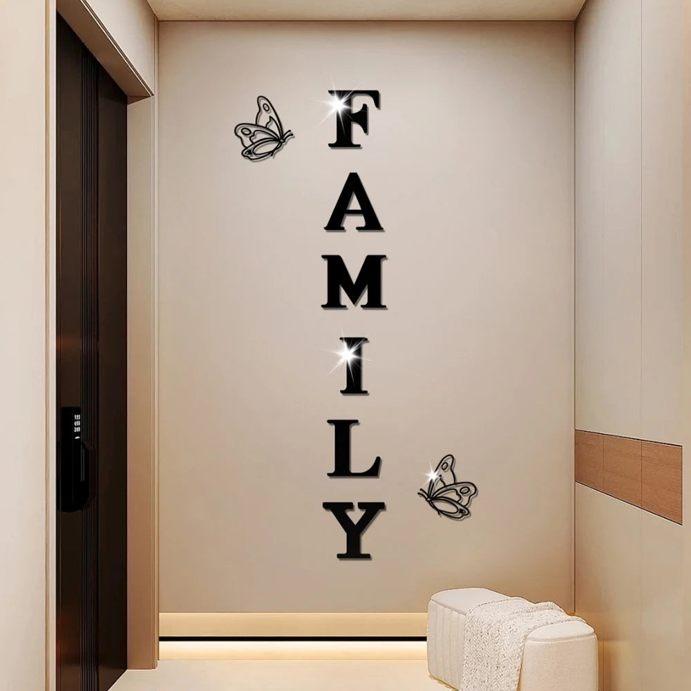 Family 3D Mirror Wall Stickers Self-Adhesive