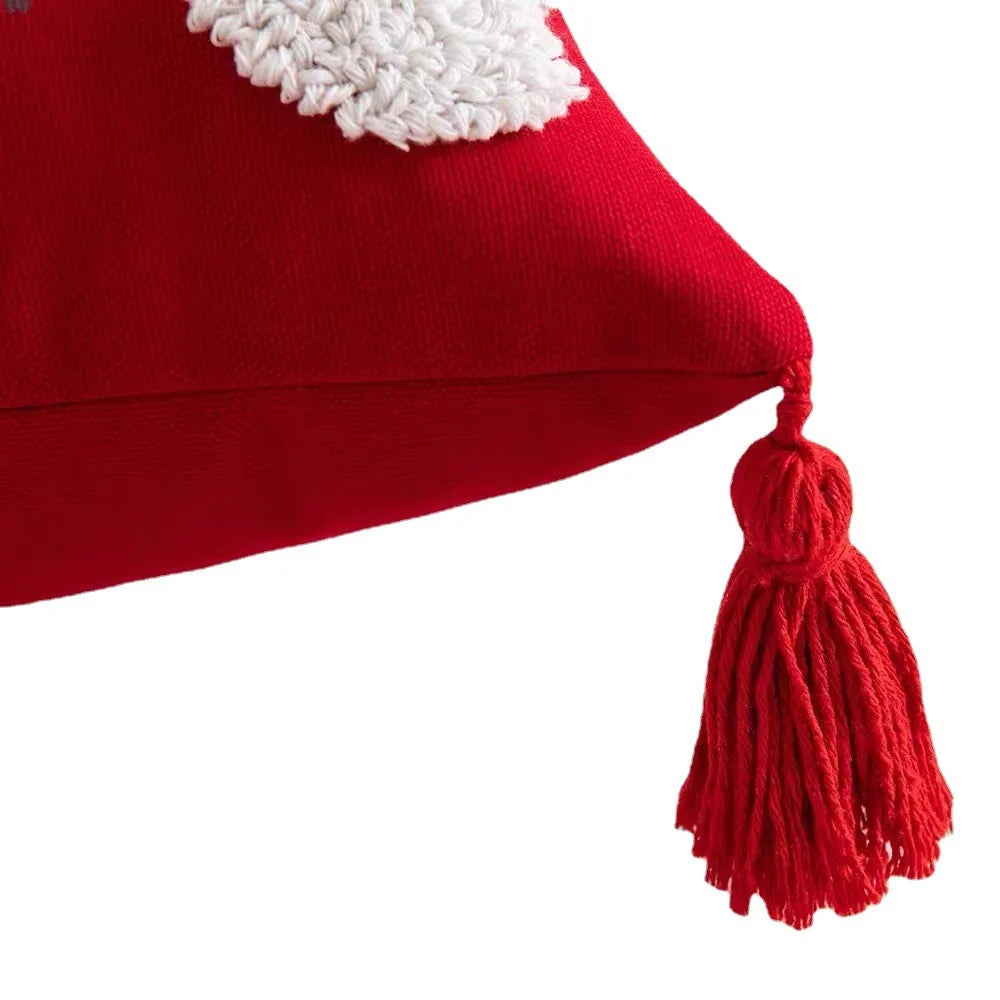 Red Valentines Day Decorative Pillow Cover with Tassels