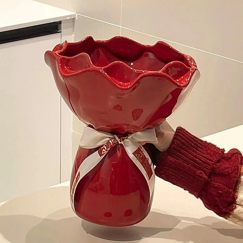 Ceramic Rose Shaped Vase