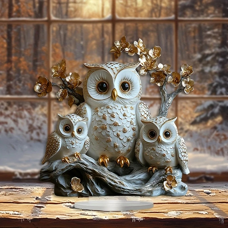 1PCS Acrylic Flat 2D Owl Family Decoration