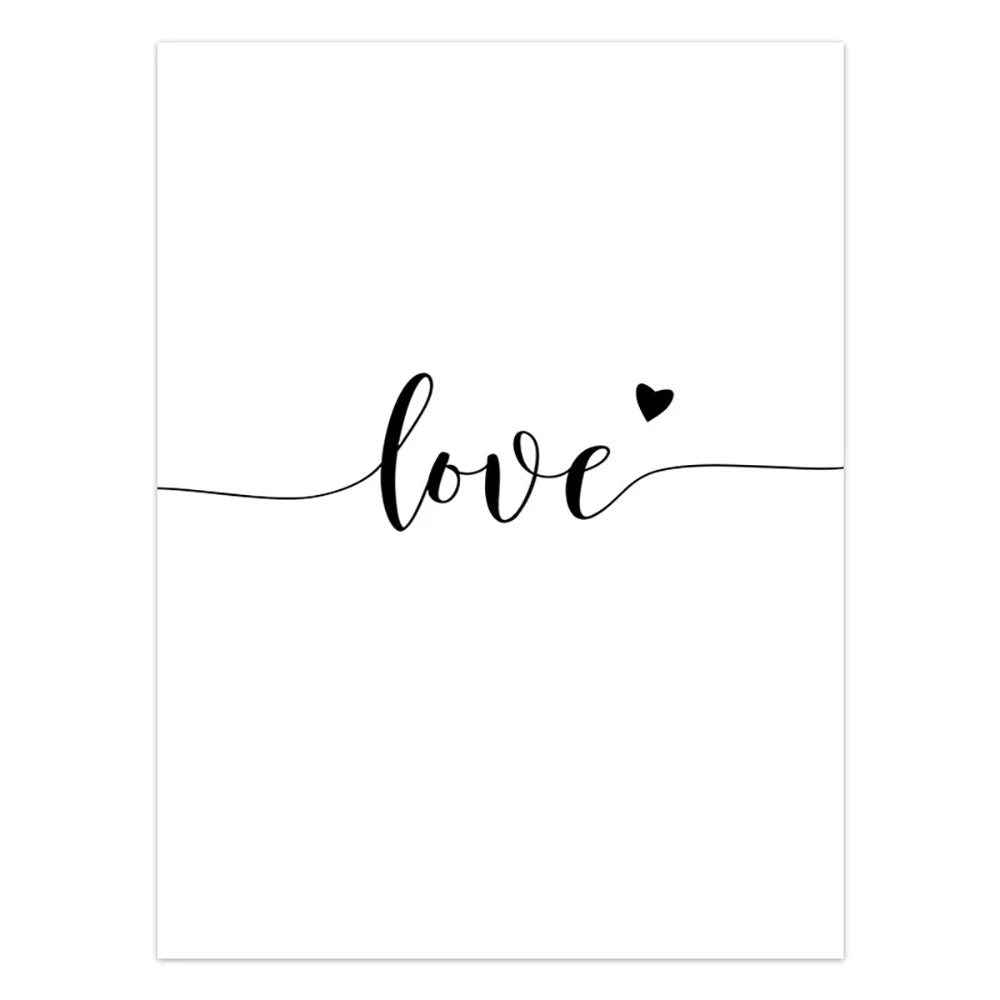 Black White Sweet Love Wall Art Canvas