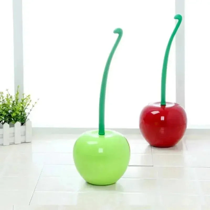 Creative Cute Cherry Shaped Toilet Brush Holder Set - Two Bathroom Accessories - Toilet Brushes And Holders