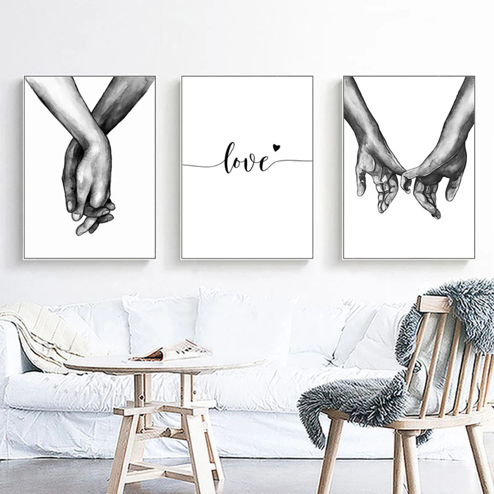 Black White Sweet Love Wall Art Canvas