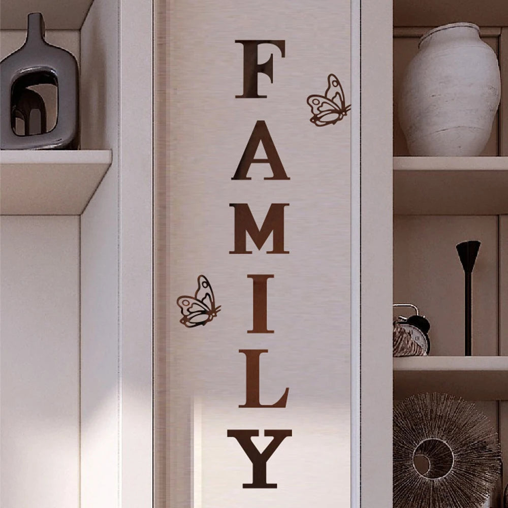 Family 3D Mirror Wall Stickers Self-Adhesive
