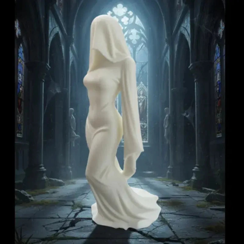 Elegant Veiled Ghost Lady Statue -