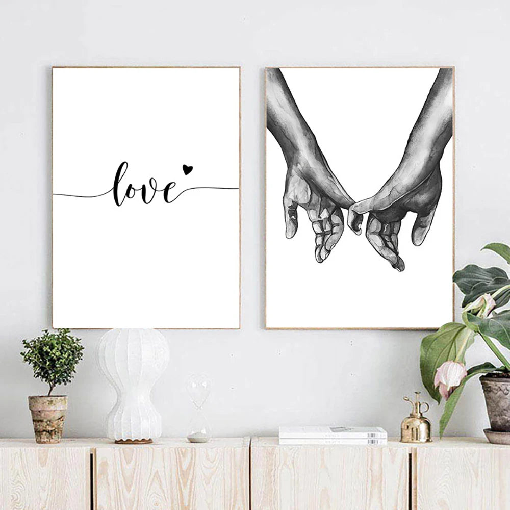 Black White Sweet Love Wall Art Canvas