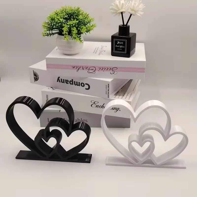 Heart-to-Heart Statue - Black & White