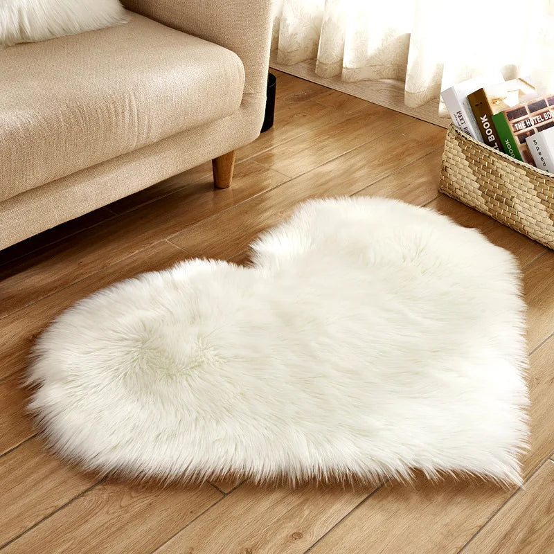 Big Red Plush Carpet Imitation Wool Heart Shaped