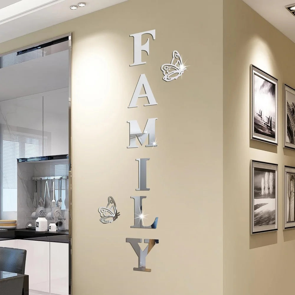 Family 3D Mirror Wall Stickers Self-Adhesive
