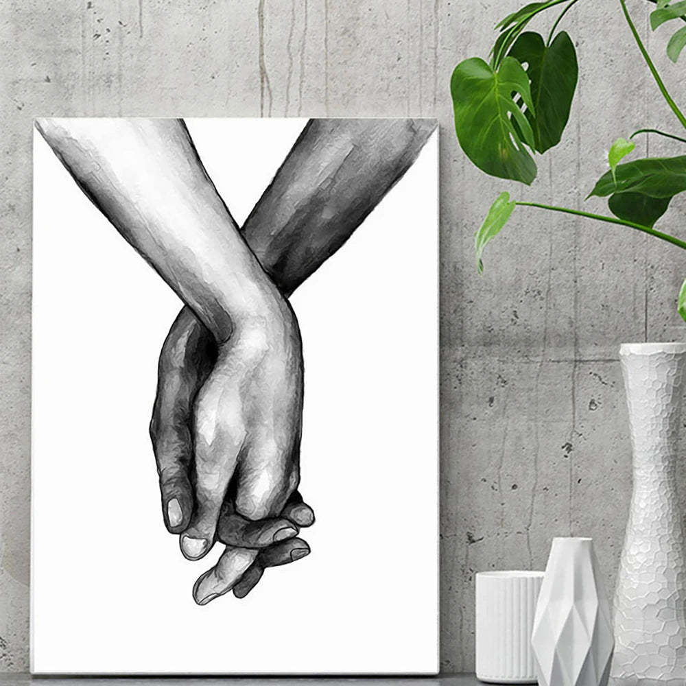 Black White Sweet Love Wall Art Canvas