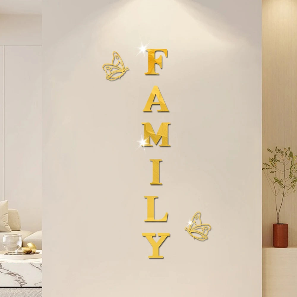 Family 3D Mirror Wall Stickers Self-Adhesive
