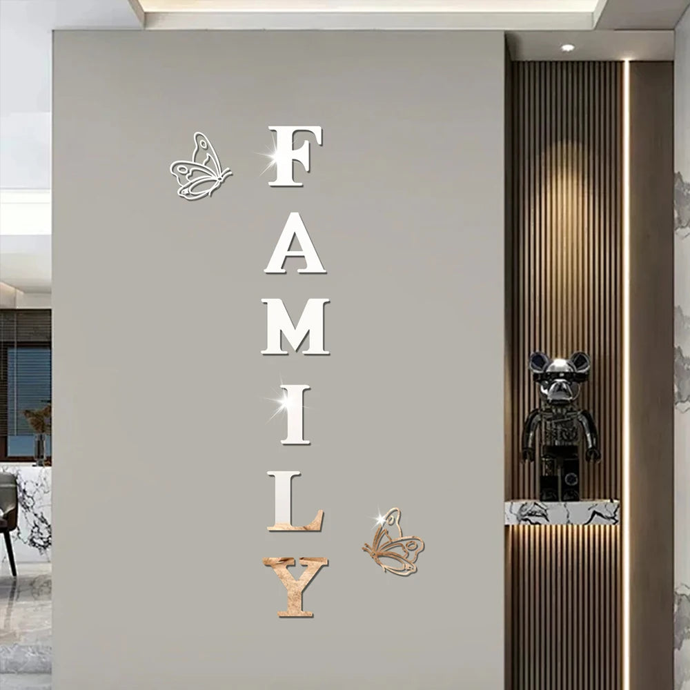 Family 3D Mirror Wall Stickers Self-Adhesive