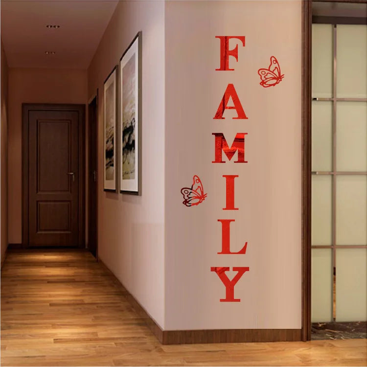 Family 3D Mirror Wall Stickers Self-Adhesive