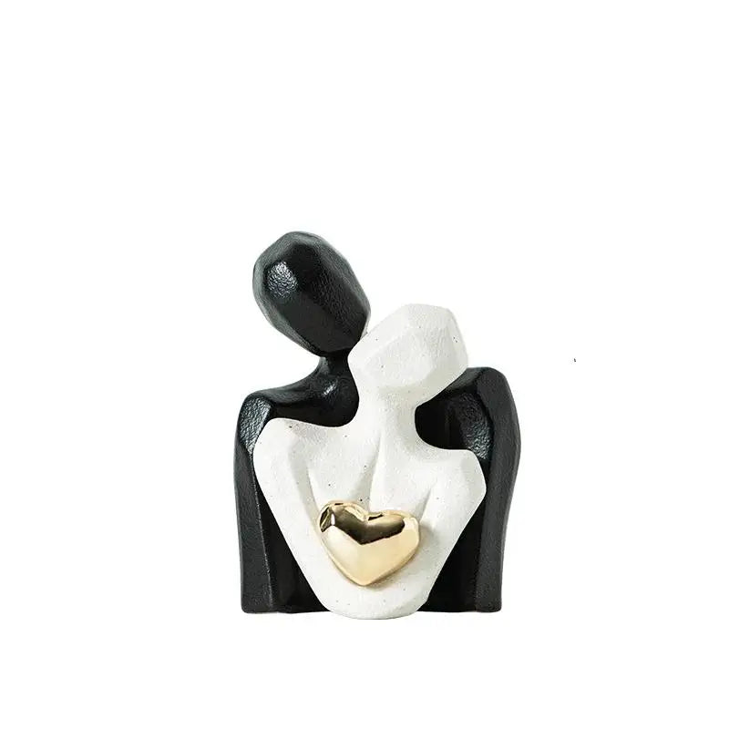 Adorable Ceramic Hugging Lovebirds, Stylish Abstract Figurine for Modern Home Decor