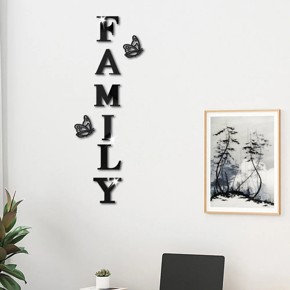 Family 3D Mirror Wall Stickers Self-Adhesive