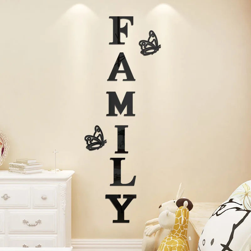 Family 3D Mirror Wall Stickers Self-Adhesive
