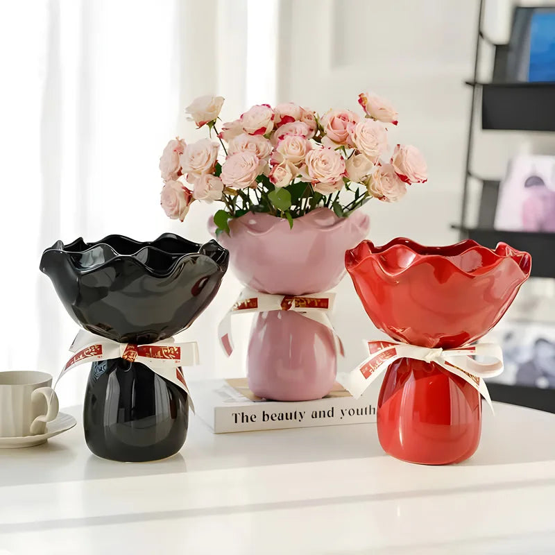 Ceramic Rose Shaped Vase