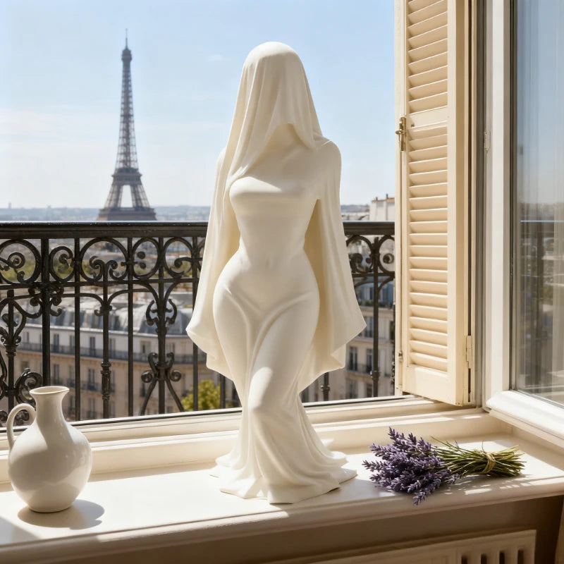 Elegant Veiled Ghost Lady Statue -