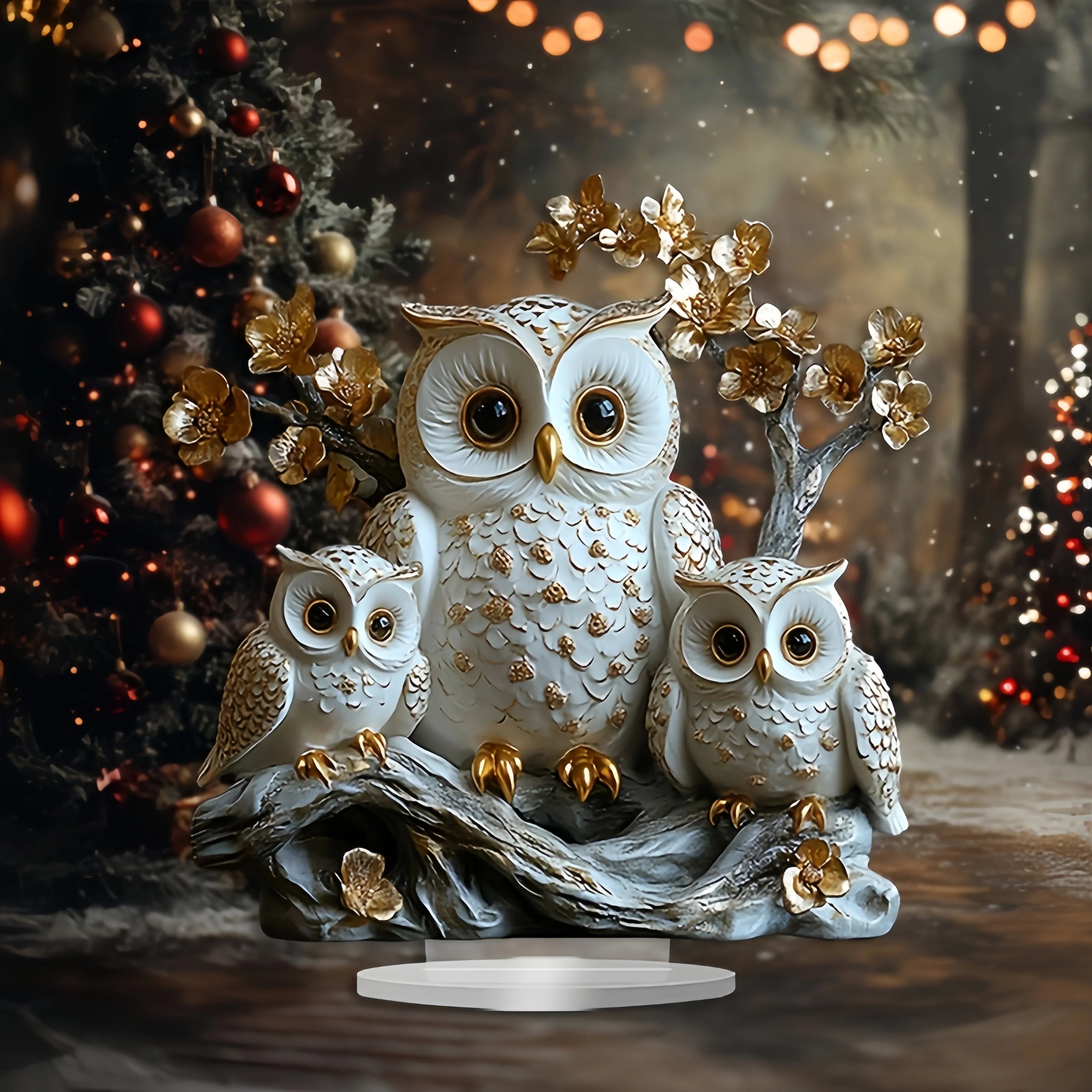 1PCS Acrylic Flat 2D Owl Family Decoration