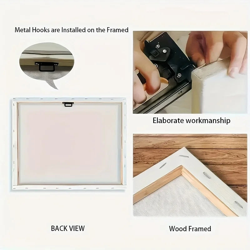 1 piece of beautiful room decoration wood frame wall decoration canvas print (flat)