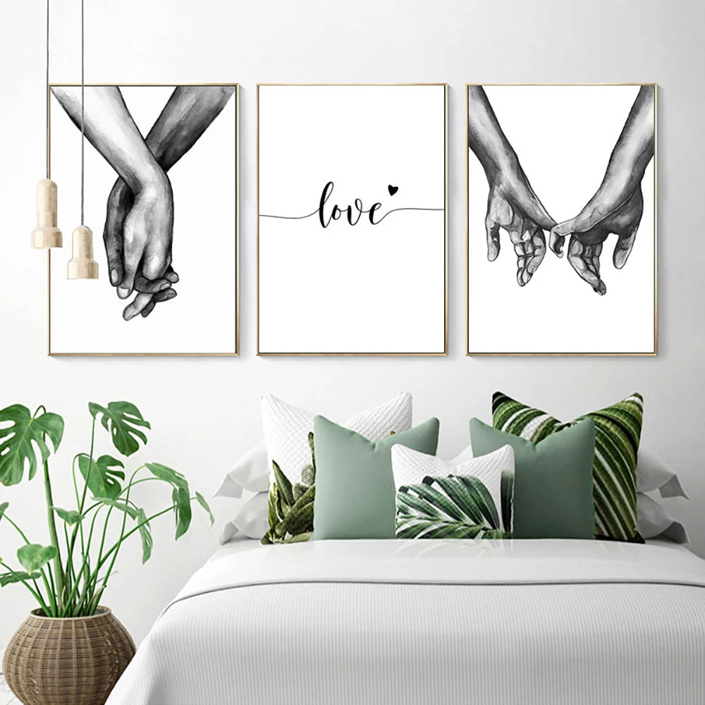 Black White Sweet Love Wall Art Canvas