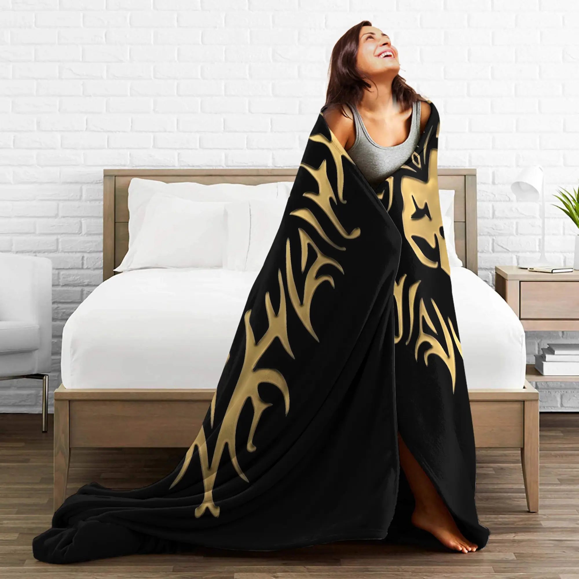 Golden Lion face Soft Throw Blanket (World of Warcraft Gamer)