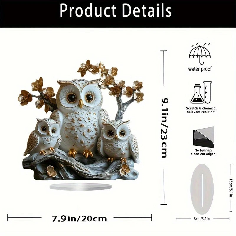 1PCS Acrylic Flat 2D Owl Family Decoration