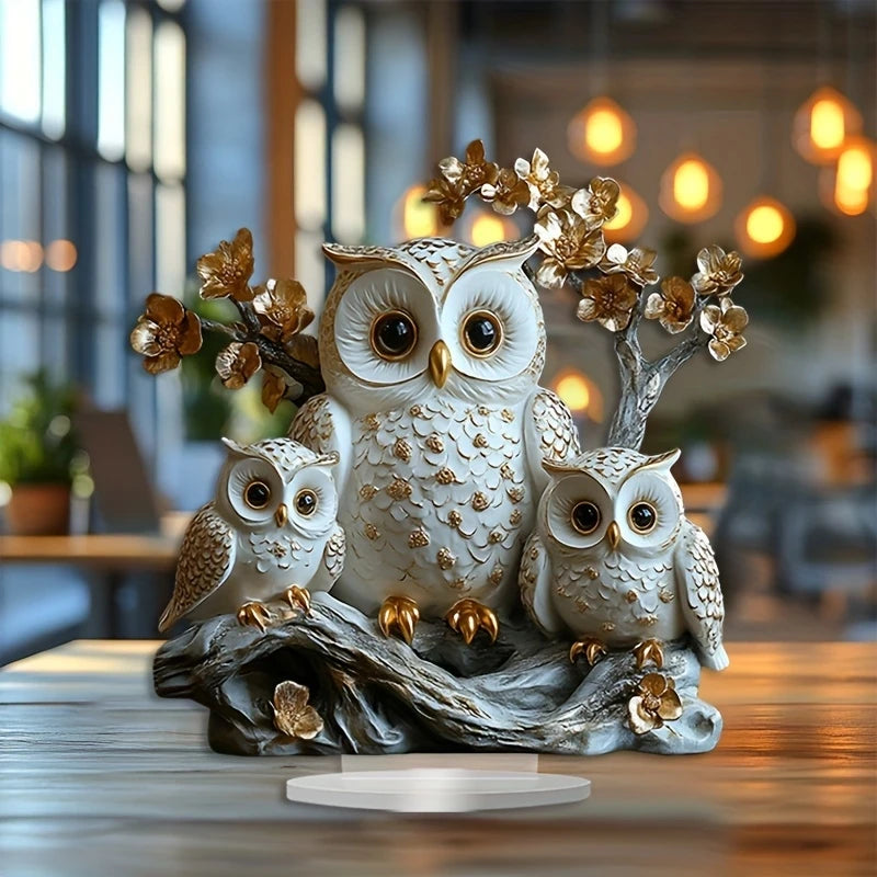 1PCS Acrylic Flat 2D Owl Family Decoration