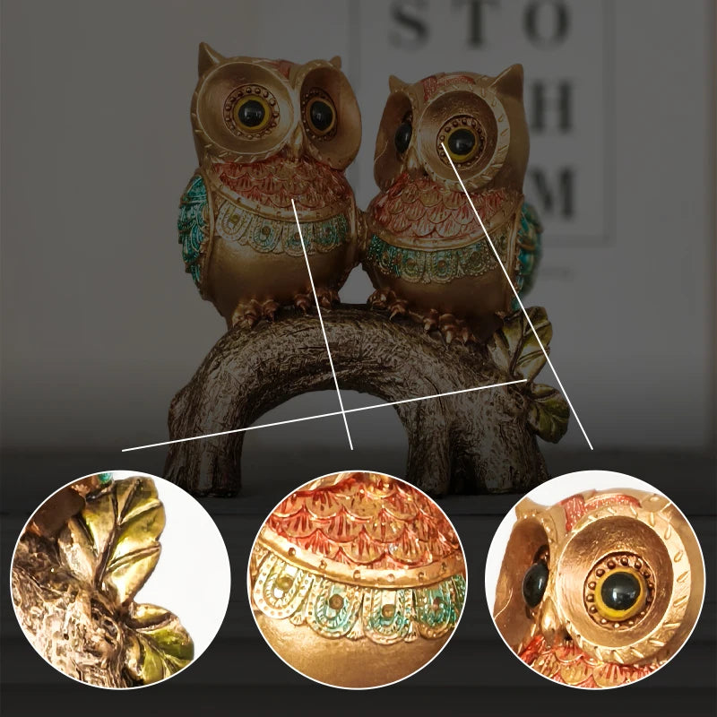 Luxury-style owl sculpture resin statue