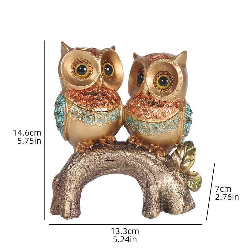 Luxury-style owl sculpture resin statue