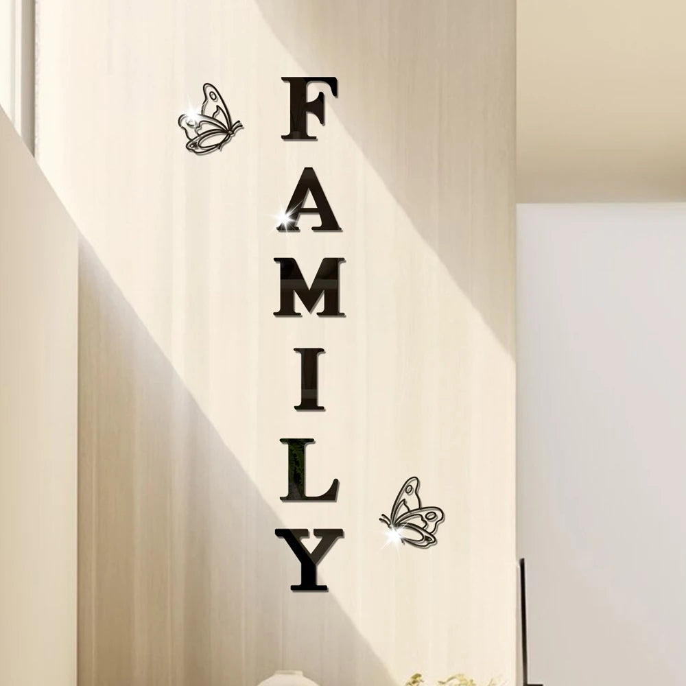Family 3D Mirror Wall Stickers Self-Adhesive