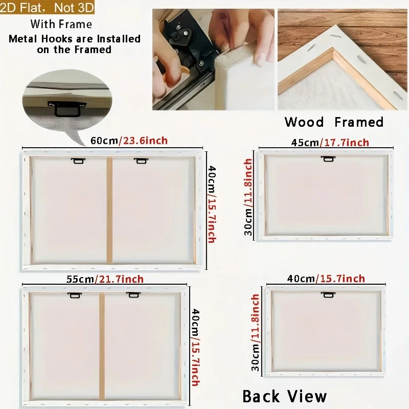 1 piece of beautiful room decoration wood frame wall decoration canvas print (flat)