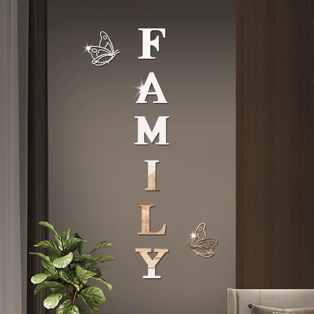 Family 3D Mirror Wall Stickers Self-Adhesive